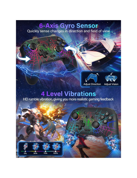 Controlador Inalámbrico RJAD para Nintendo Switch con Luz LED