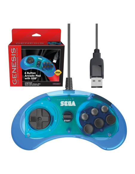Controlador USB Retro-Bit Sega Genesis 6 Botones Azul Claro