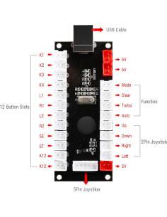 Controlador de Juego USB Easyget FBA 2 Jugadores para PC y Raspberry Pi 2