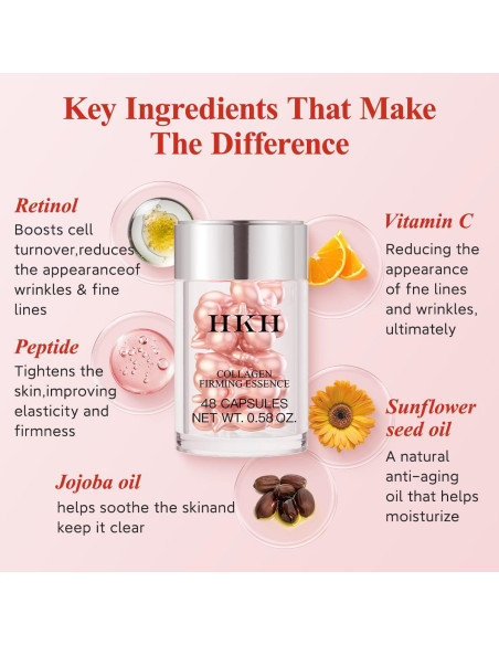 Suero Facial HKH Retinol Nocturno 48 Cápsulas Antienvejecimiento