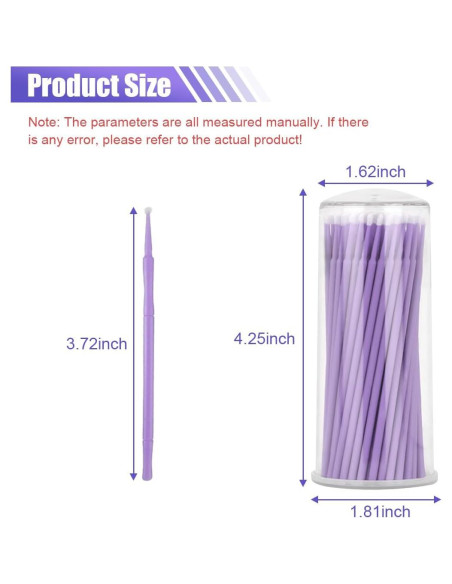 100 Pinceles de Pintura de Retocado LAINLOY 1.5mm Púrpura Claro