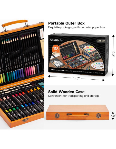 Set de Arte Deluxe Shuttle Art 118 Piezas en Caja de Madera Set de Arte Deluxe Shuttle Art 118 Piezas en Caja de Madera