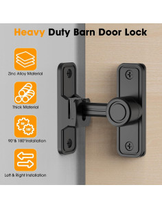 Cerraduras de Puerta de Granero MeBantoo 90 Grados - 2 Paquete Negro 2