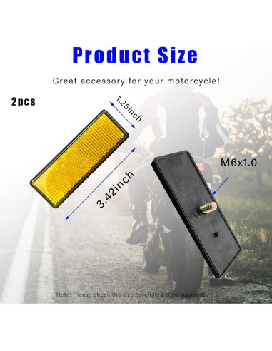 2 Reflectores de Motocicleta Dickno Naranja Rectangular