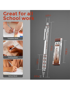 Juego de Lápices Mecánicos Nicpro 0.3mm con Estuche y Recargas 2