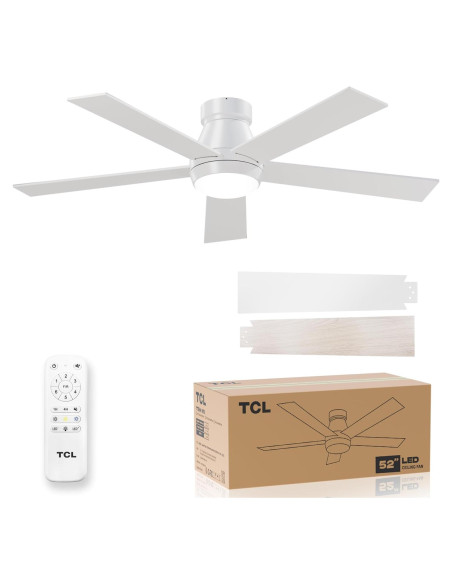 Ventilador de Techo TCL 132 cm Blanco con Luz LED y Control Remoto Ventilador de Techo TCL 132 cm Blanco con Luz LED y Control Remoto