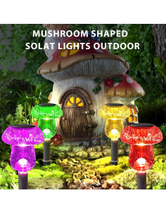 Luces Solares de Hongo Benany, Paquete de 8 Luces LED Multicolor 2