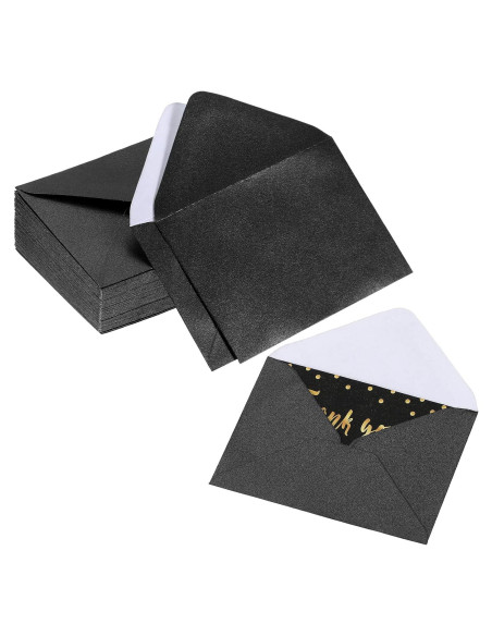200 Mini Sobres de Regalo Yahenda 10.16x6.86cm Negro Autoadhesivos