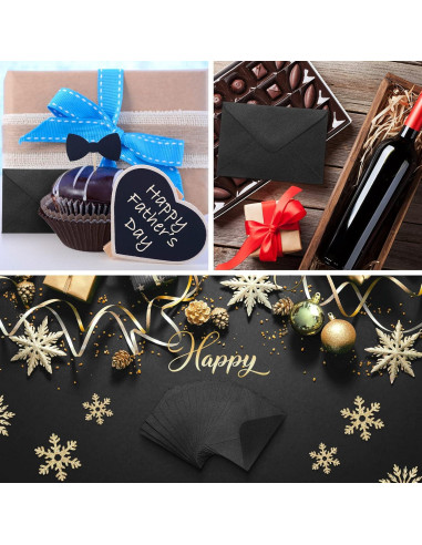 200 Mini Sobres de Regalo Yahenda 10.16x6.86cm Negro Autoadhesivos