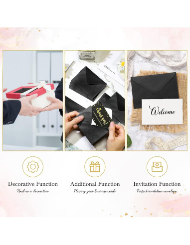 200 Mini Sobres de Regalo Yahenda 10.16x6.86cm Negro Autoadhesivos