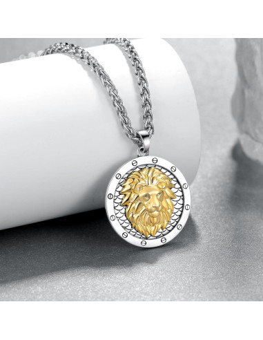 Collar León 925 Plata Esterlina para Hombres - Regalo Cumpleaños