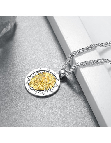 Collar León 925 Plata Esterlina para Hombres - Regalo Cumpleaños