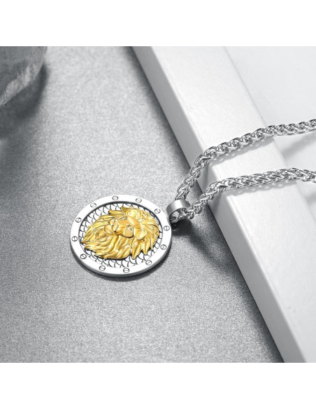 Collar León 925 Plata Esterlina para Hombres - Regalo Cumpleaños Collar León 925 Plata Esterlina para Hombres - Regalo Cumpleaños
