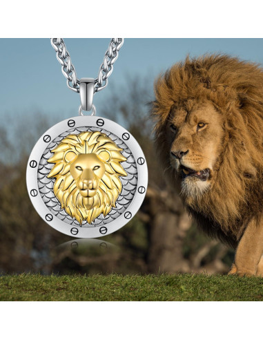 Collar León 925 Plata Esterlina para Hombres - Regalo Cumpleaños