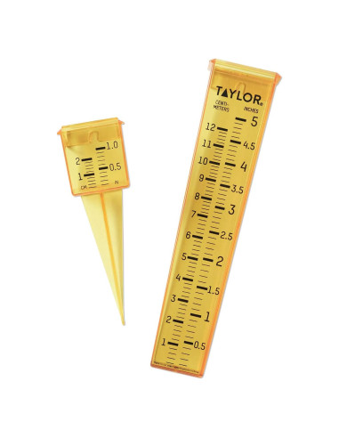 Medidor de Lluvia y Aspersor 2-en-1 Taylor 2715 Amarillo