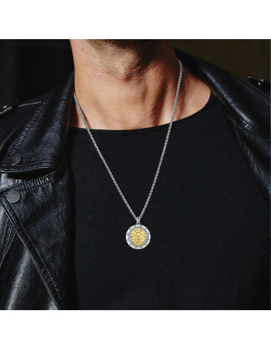 Collar León 925 Plata Esterlina para Hombres - Regalo Cumpleaños