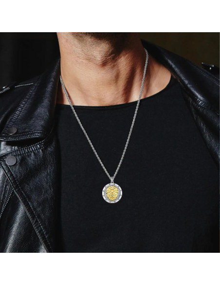 Collar León 925 Plata Esterlina para Hombres - Regalo Cumpleaños Collar León 925 Plata Esterlina para Hombres - Regalo Cumpleaños