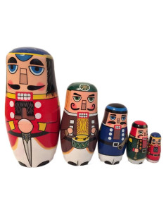 Muñecas Rusas Anidadas Healifty 5 Pcs Madera Pintadas a Mano