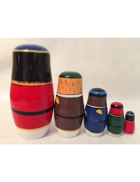 Muñecas Rusas Anidadas Healifty 5 Pcs Madera Pintadas a Mano