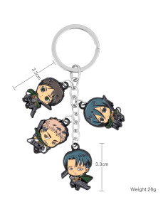 Llavero de Metal Attack on Titan Weeb Keychains - Eren, Mikasa, Levi 2