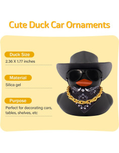 Patito de Goma Decorativo Wonuu con Sombrero y Gafas - Negro 2