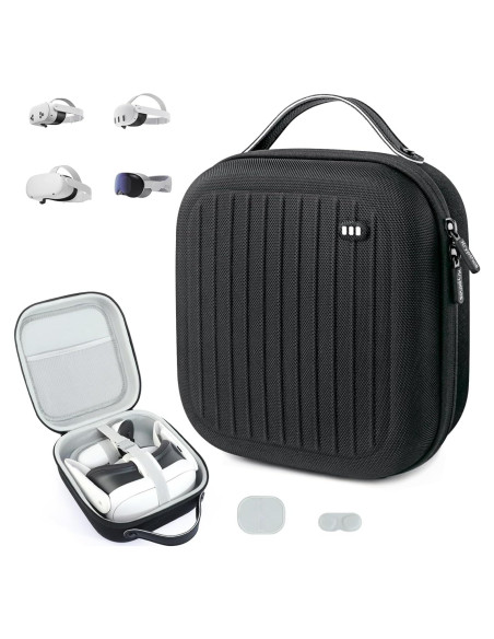 Funda Dura Krypthos para Meta Quest 3S/3/2 y Vision Pro - Negro