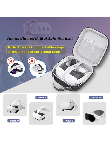 Funda Dura Krypthos para Meta Quest 3S/3/2 y Vision Pro - Negro
