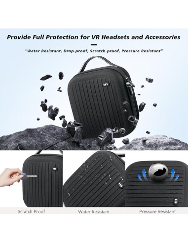 Funda Dura Krypthos para Meta Quest 3S/3/2 y Vision Pro - Negro