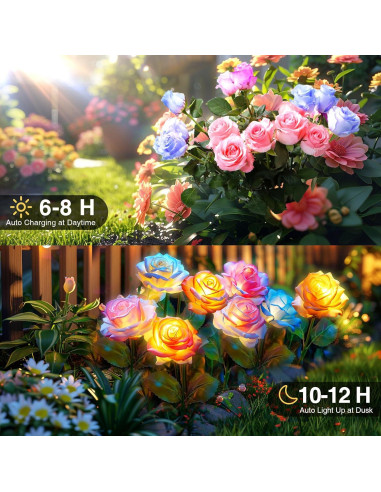 Luces Solares Decorativas BOMIER - Paquete de 4 Flores IP65