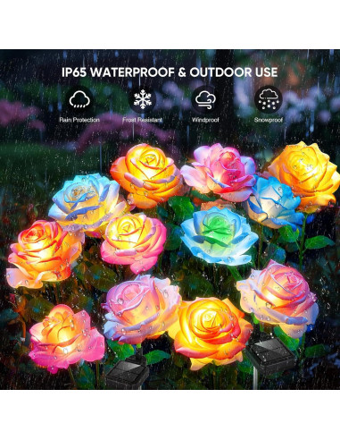 Luces Solares Decorativas BOMIER - Paquete de 4 Flores IP65