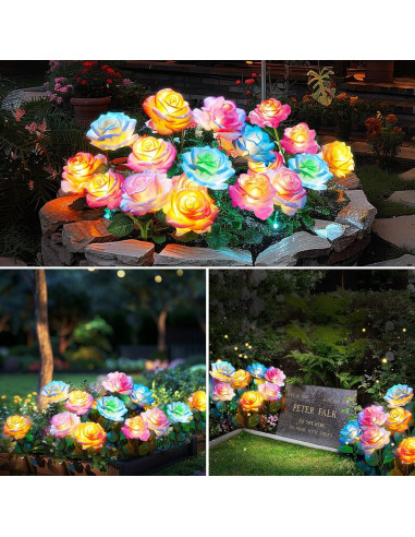 Luces Solares Decorativas BOMIER - Paquete de 4 Flores IP65