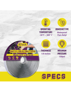 Cinta de sellado de butilo ATack 19mm x 9m a prueba de fugas 2