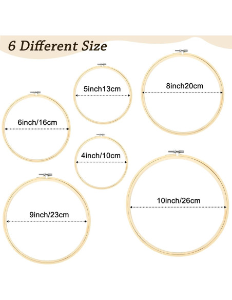 FEBSNOW 6 Aros de Bordado Redondos 10-26 cm para Manualidades