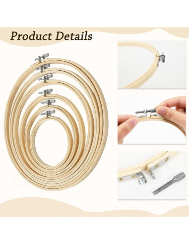 FEBSNOW 6 Aros de Bordado Redondos 10-26 cm para Manualidades