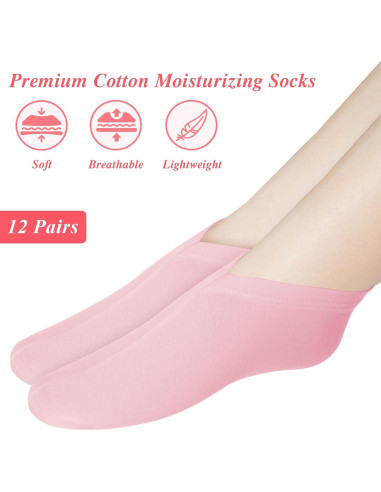 3 Pares Calcetines Hidratantes Algodón para Pies - Rosa