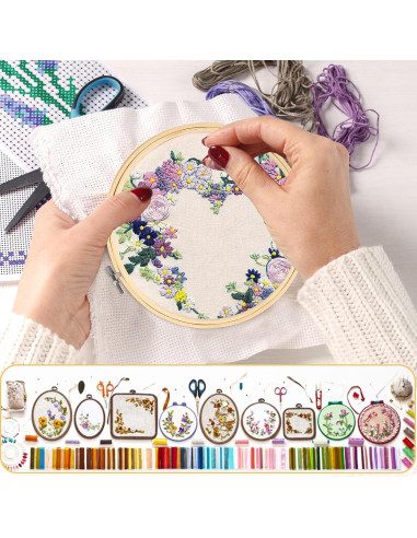 FEBSNOW 6 Aros de Bordado Redondos 10-26 cm para Manualidades