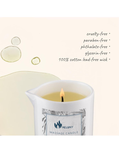 Vela de Aceite de Masaje MELONY 230 g Soja Natural Vainilla Ámbar