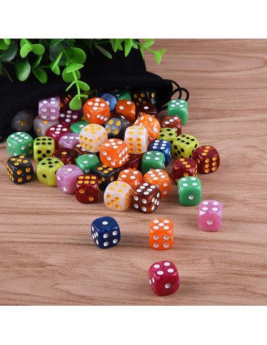 AUSTOR Set de 100 Dados de 6 Caras en 10 Colores Perla