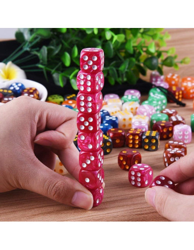 AUSTOR Set de 100 Dados de 6 Caras en 10 Colores Perla