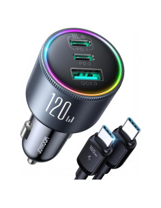 Cargador de Coche JOYROOM 120W USB C 3 Puertos Carga Rápida