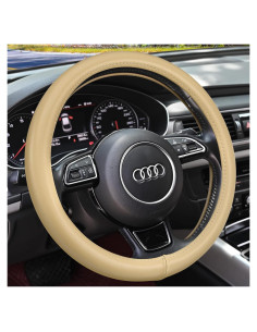 Cubierta de Volante de Cuero Vacuno HAOKAY Beige 37-38.5 cm