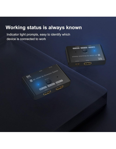 Interruptor HDMI 2.1 Bi-Direccional 8K Y.D.F 2 en 1 Salida