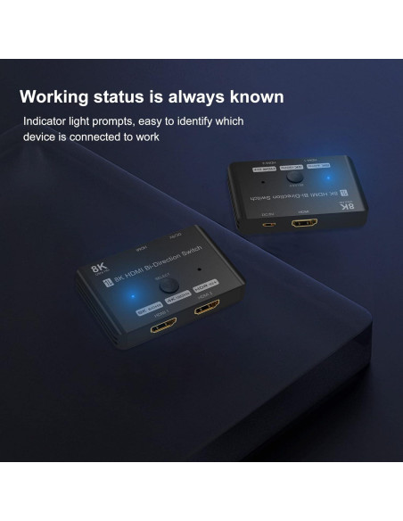 Interruptor HDMI 2.1 Bi-Direccional 8K Y.D.F 2 en 1 Salida Interruptor HDMI 2.1 Bi-Direccional 8K Y.D.F 2 en 1 Salida