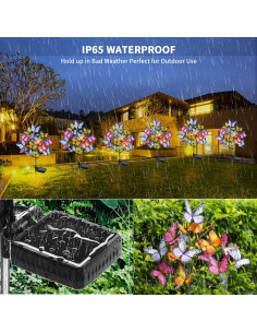 Luces de Jardín Solares Adecorty Paquete de 2 con 34 Mariposas 2
