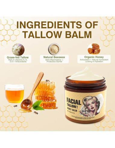 Bálsamo Hidratante Facial de Grasa de Res y Miel 159g