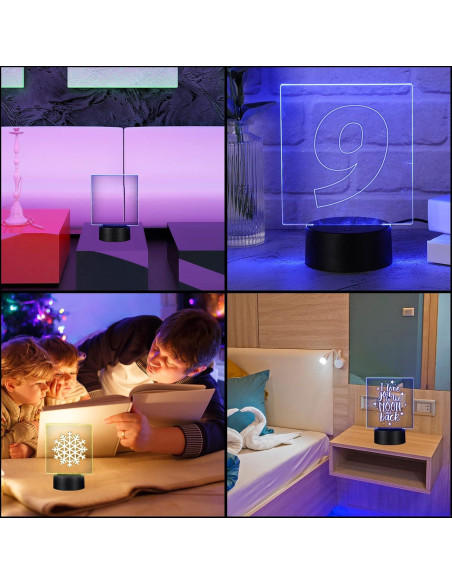 Conjunto de Base de Lámpara LED 3D Riakrum con 12 Hojas Acrílicas