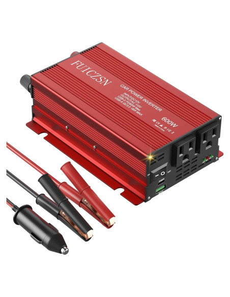 Inversor de Potencia de Coche 600W FUICZSN 12V a 110V AC