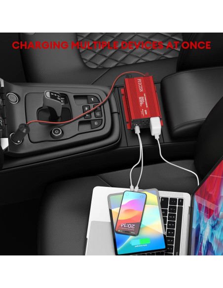 Inversor de Potencia de Coche 600W FUICZSN 12V a 110V AC