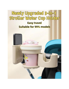 Soporte para Tazas 3-en-1 UIVXXUD Beige, Accesorios Carrito Bebé 2