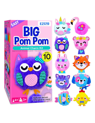 Kit de Manualidades de Pom Pom EZCRA para Niños 4-6 Años - 10 Proyectos